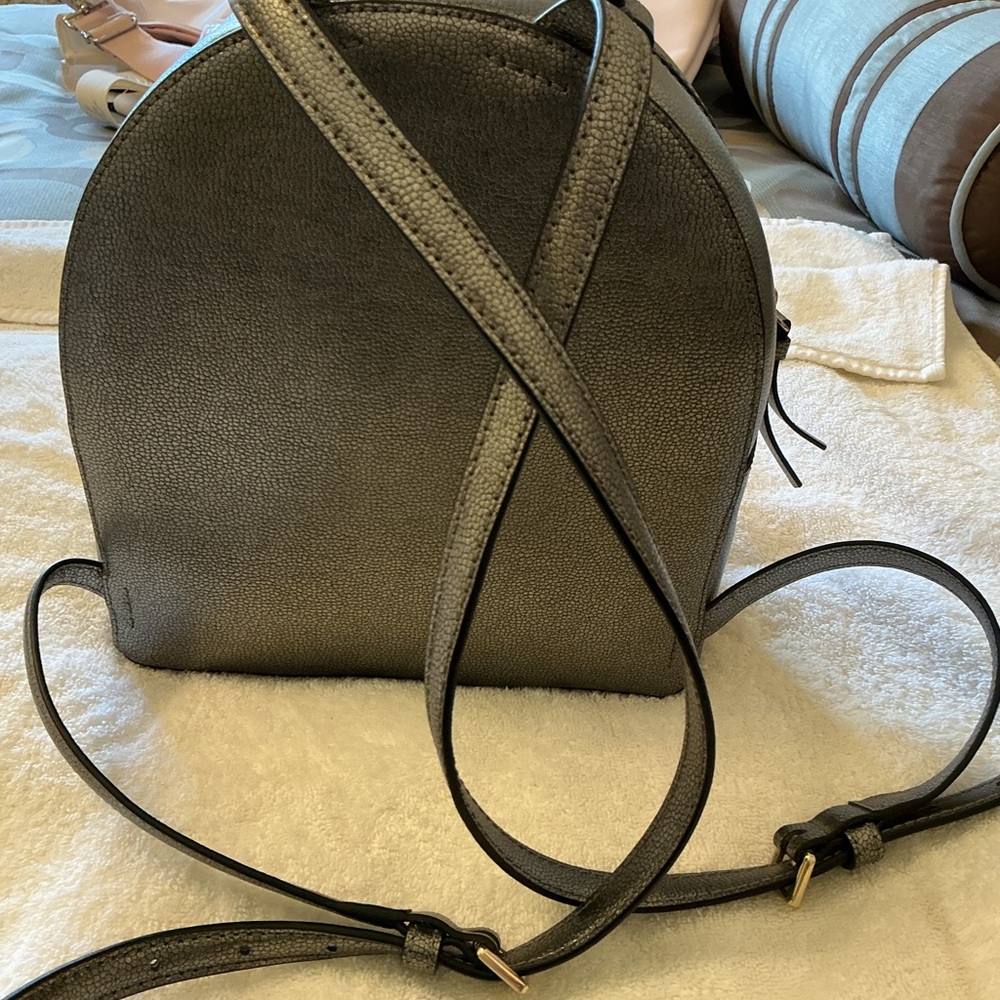 kate spade Metallic Silver Pebbled Leather Backpack - Picture 3 of 5